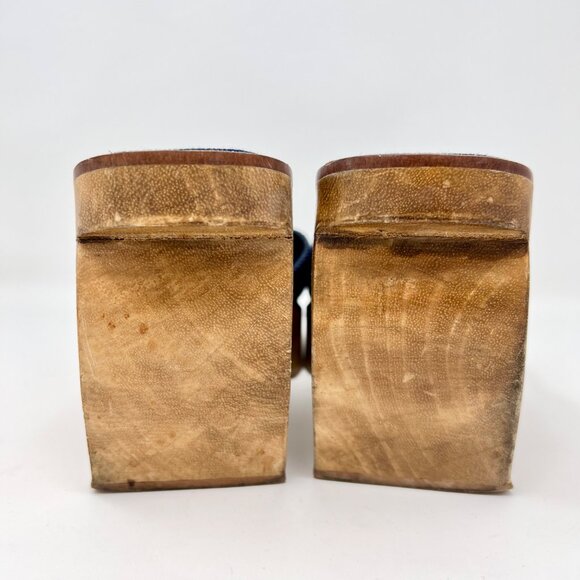 Spice Girls 90s Y2K Denim Wood Cutout Slide Platforms Size 9 - Picture 4 of 10